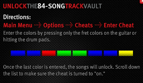 ernstig Warmte deksel Guitar Hero World Tour: Unlock All Songs Cheat - Gematsu