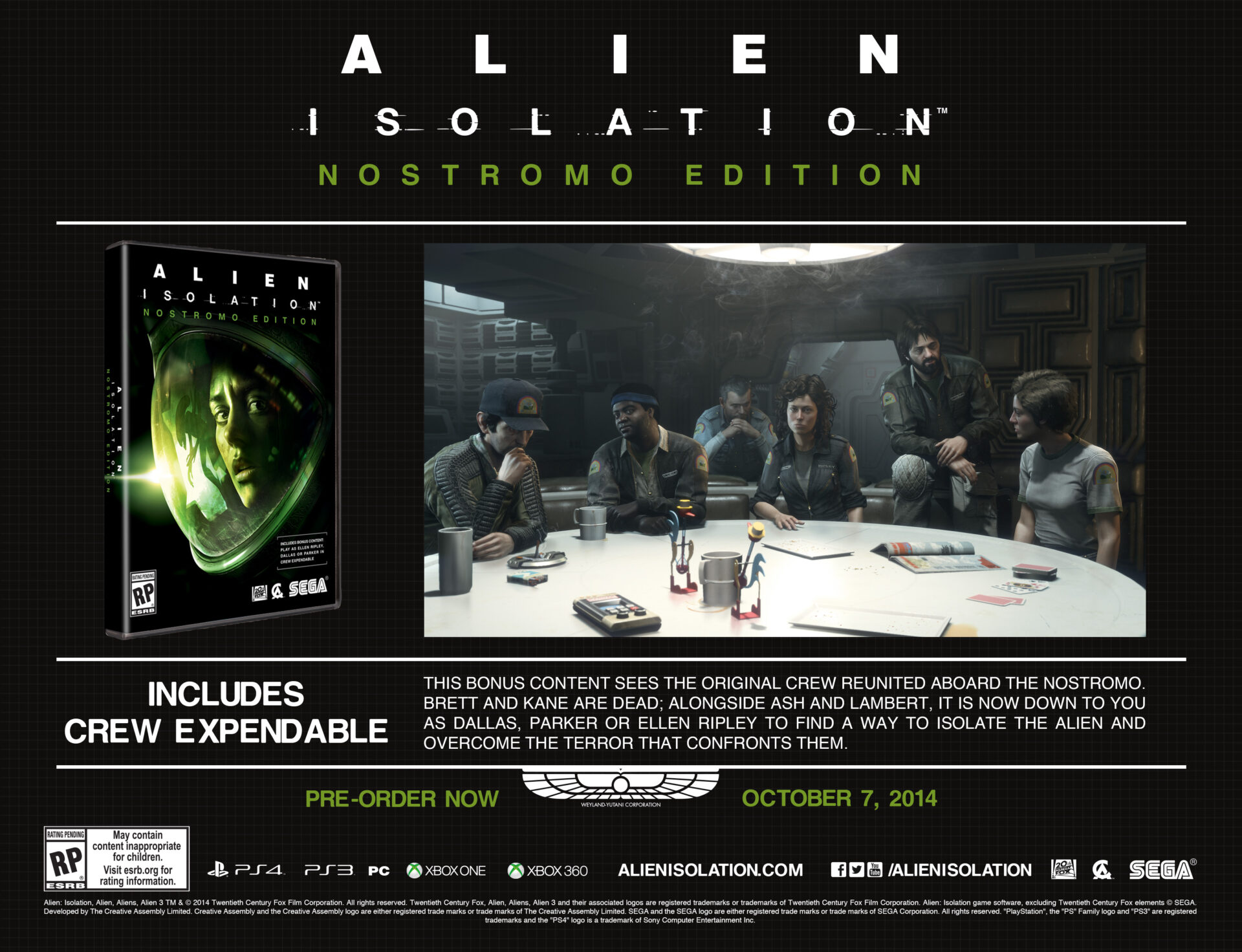 Alien: Isolation pre-orders bonuses announced - Gematsu