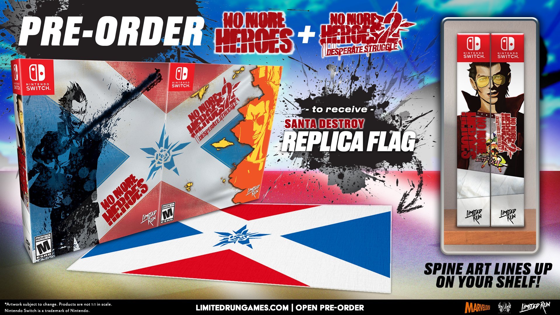 No More Heroes and No More Heroes 2: Desperate Struggle Switch, limited print physical pre-orders opened on March 12