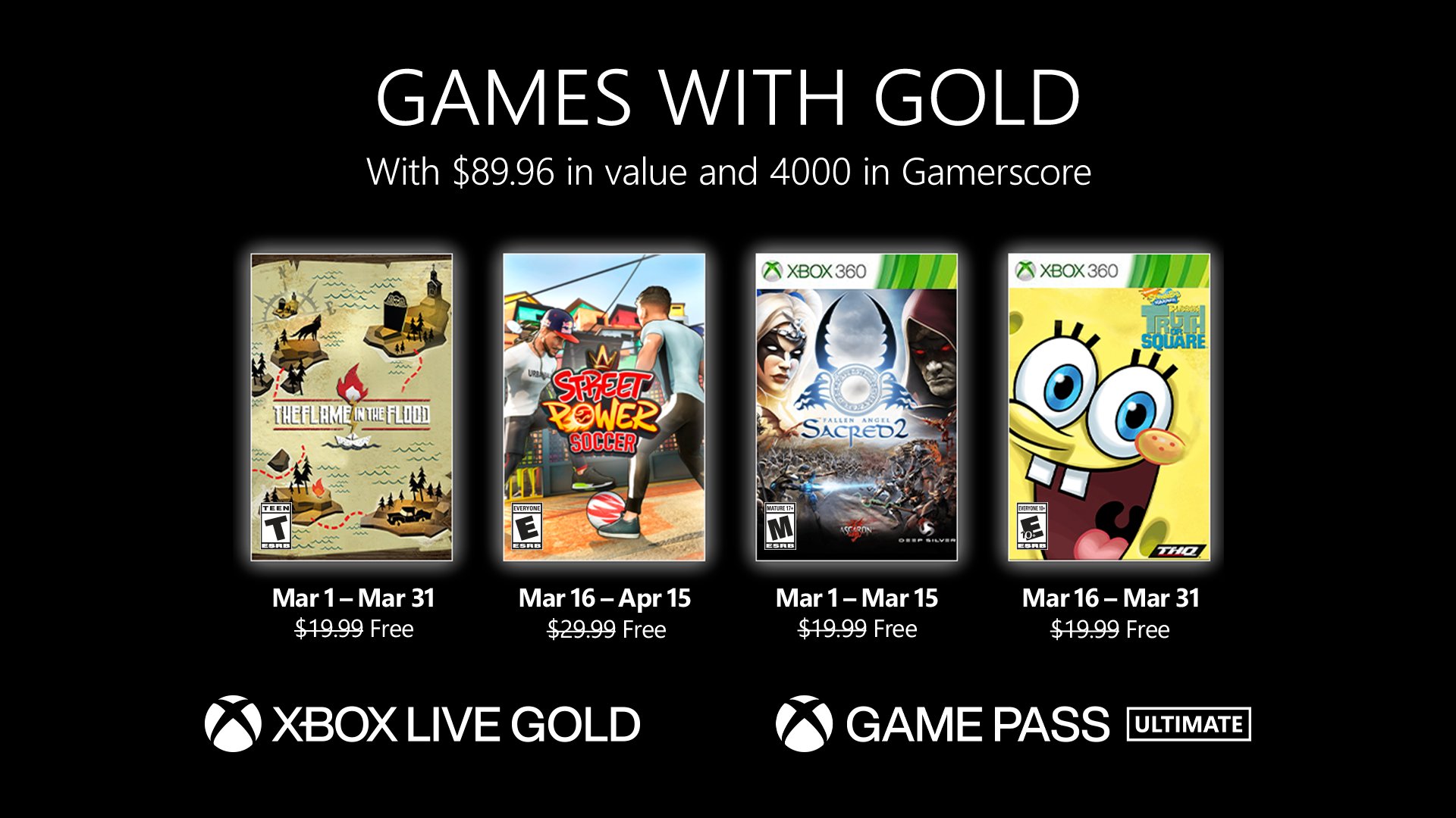 #
Xbox Live Gold free games for March 2022 announced #
Xbox Live Gold free games for March 2022 announced
