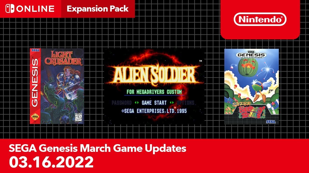 #
      Sega Genesis – Nintendo Switch Online adds Alien Soldier, Light Crusader, and Super Fantasy Zone