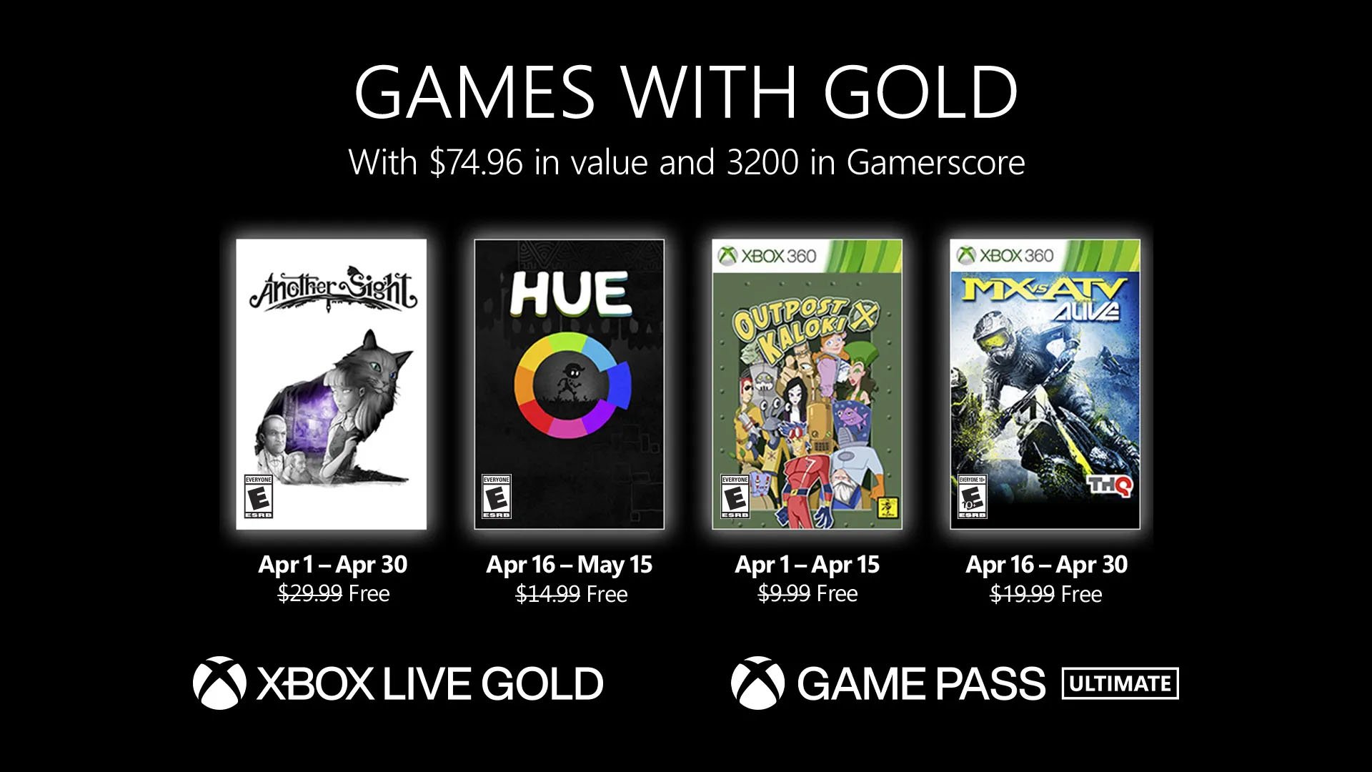 #
      Xbox Live Gold free games for April 2022 announced