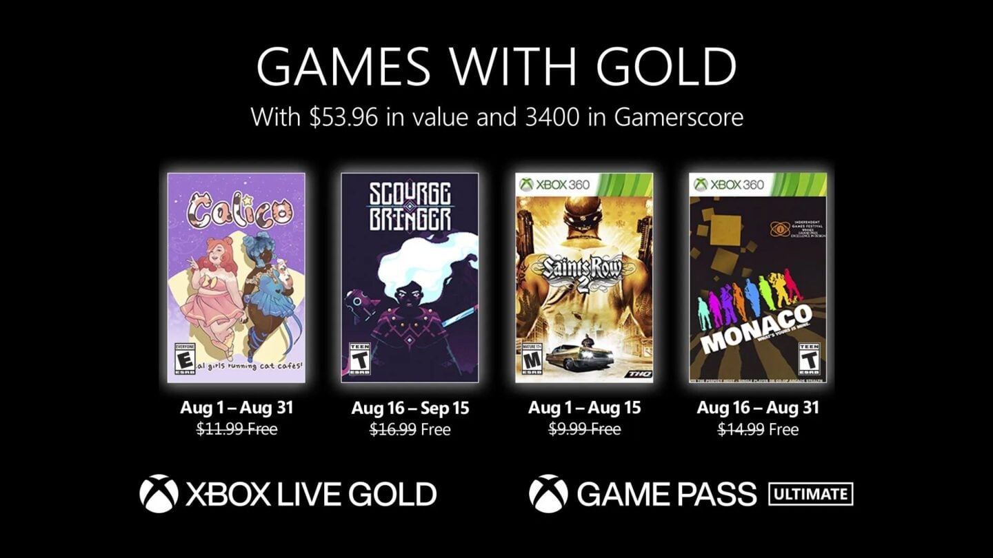 Xbox Live Gold free games for August 2022 announced Gematsu