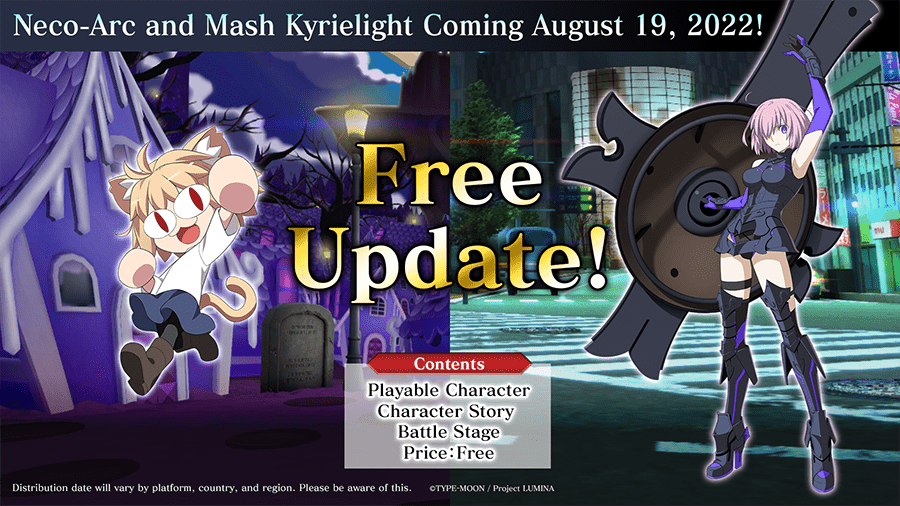 #
      Melty Blood: Type Lumina free DLC characters Mash Kyrielight and Neco-Arc launch August 19