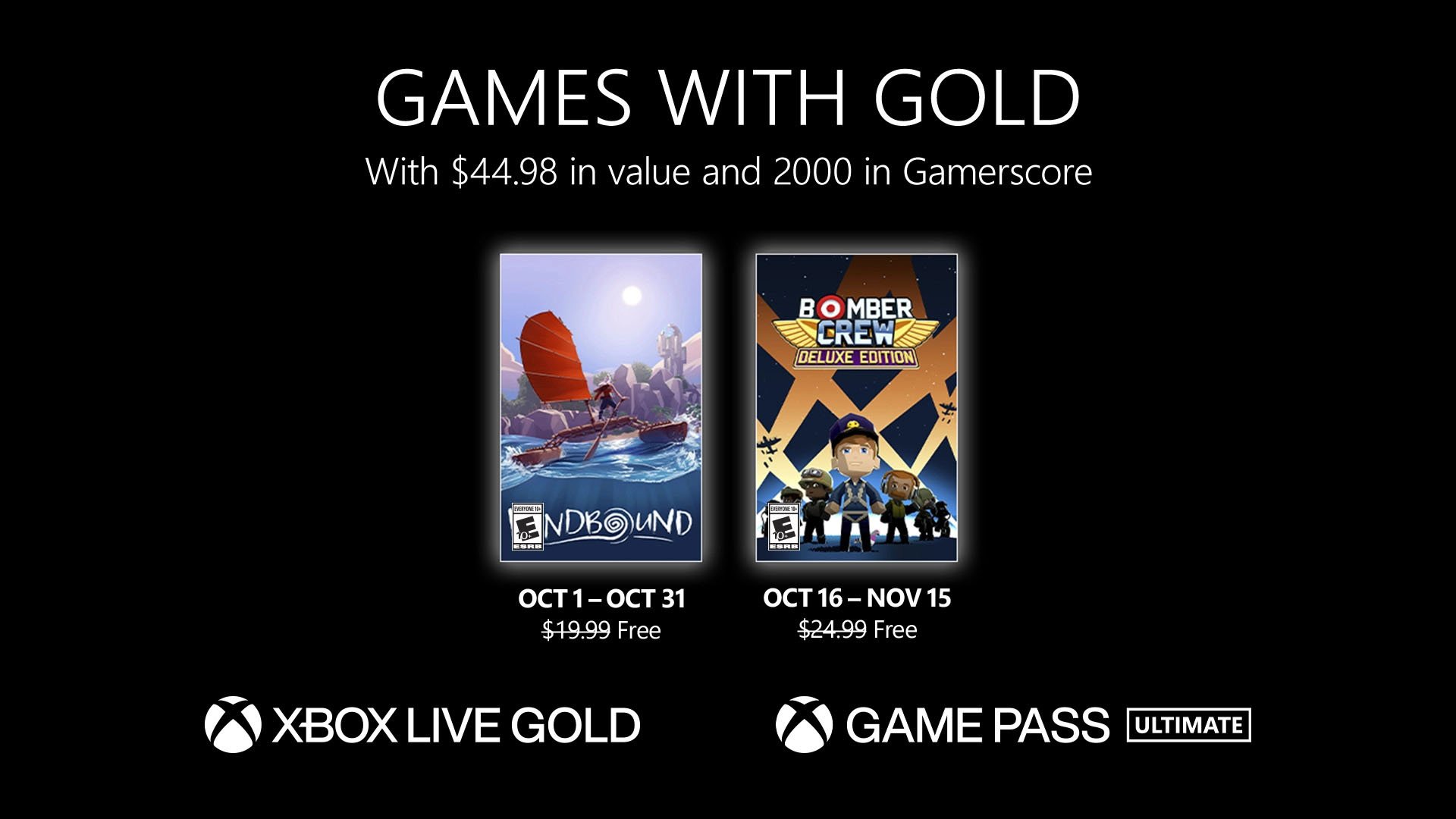 #
      Xbox Live Gold free games for October 2022 announced