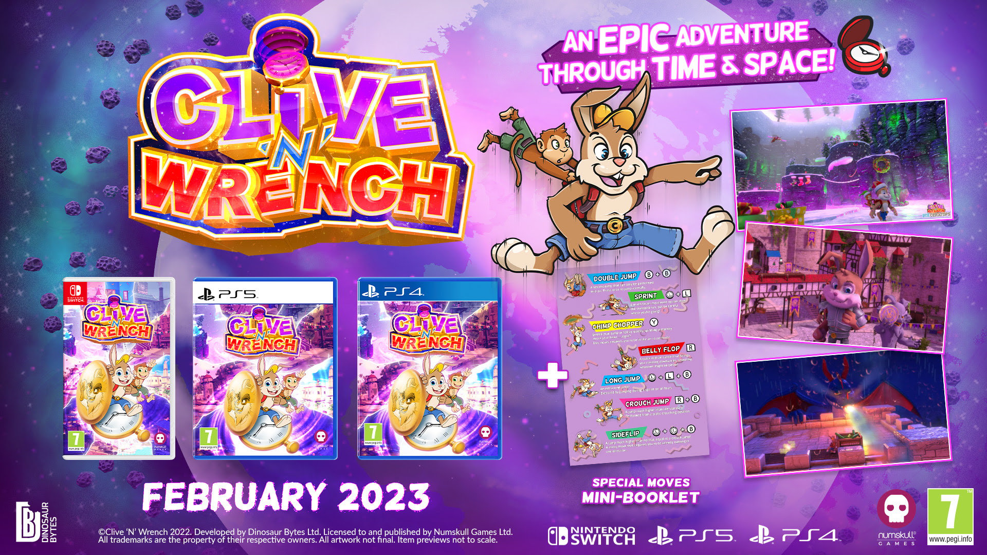 Clive 'N' Wrench został wydany w lutym 2023 na PS5, PS4, Switch i PC