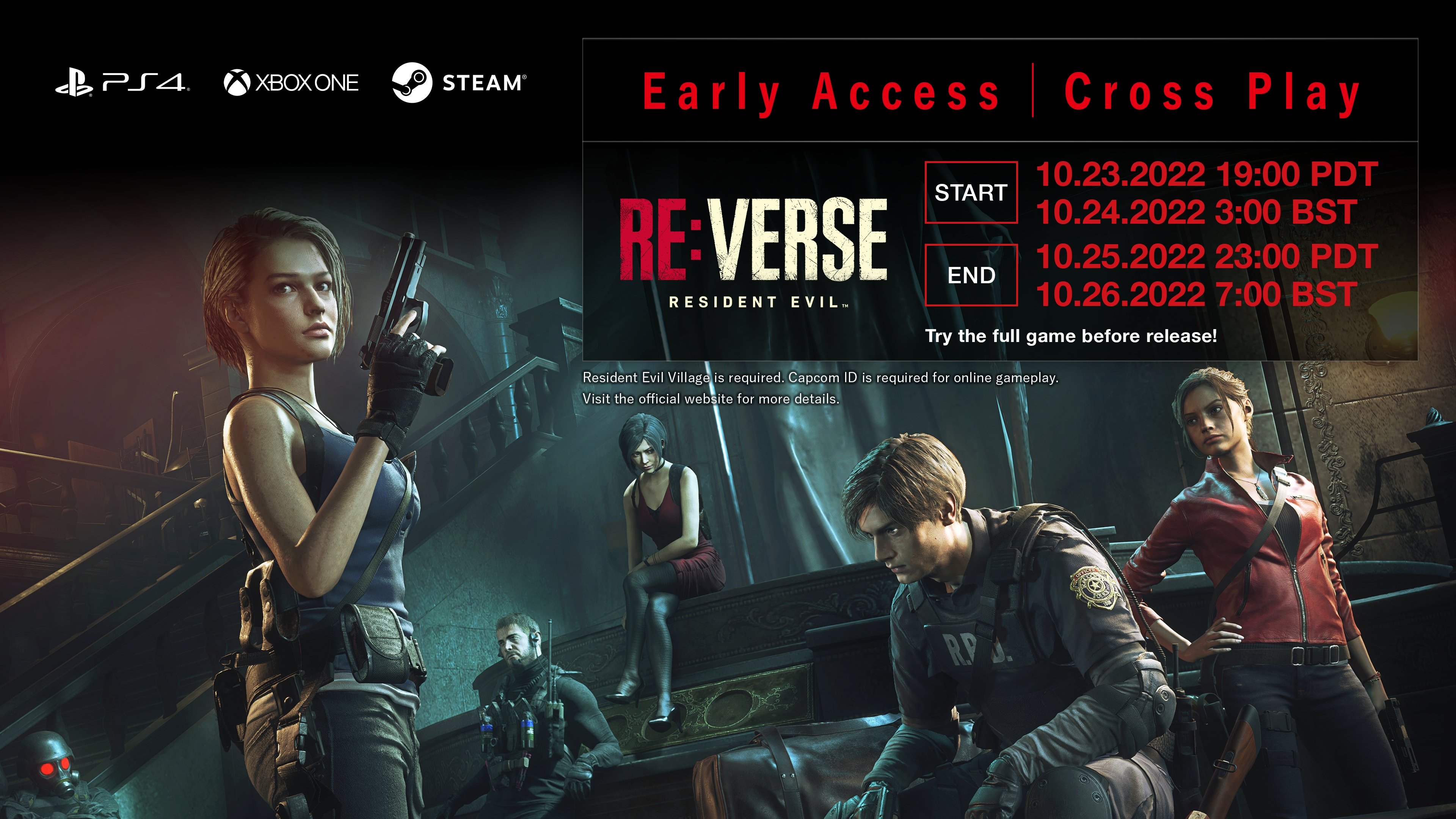#
      Resident Evil Re:Verse cross-play early access period set for October 23 to 25