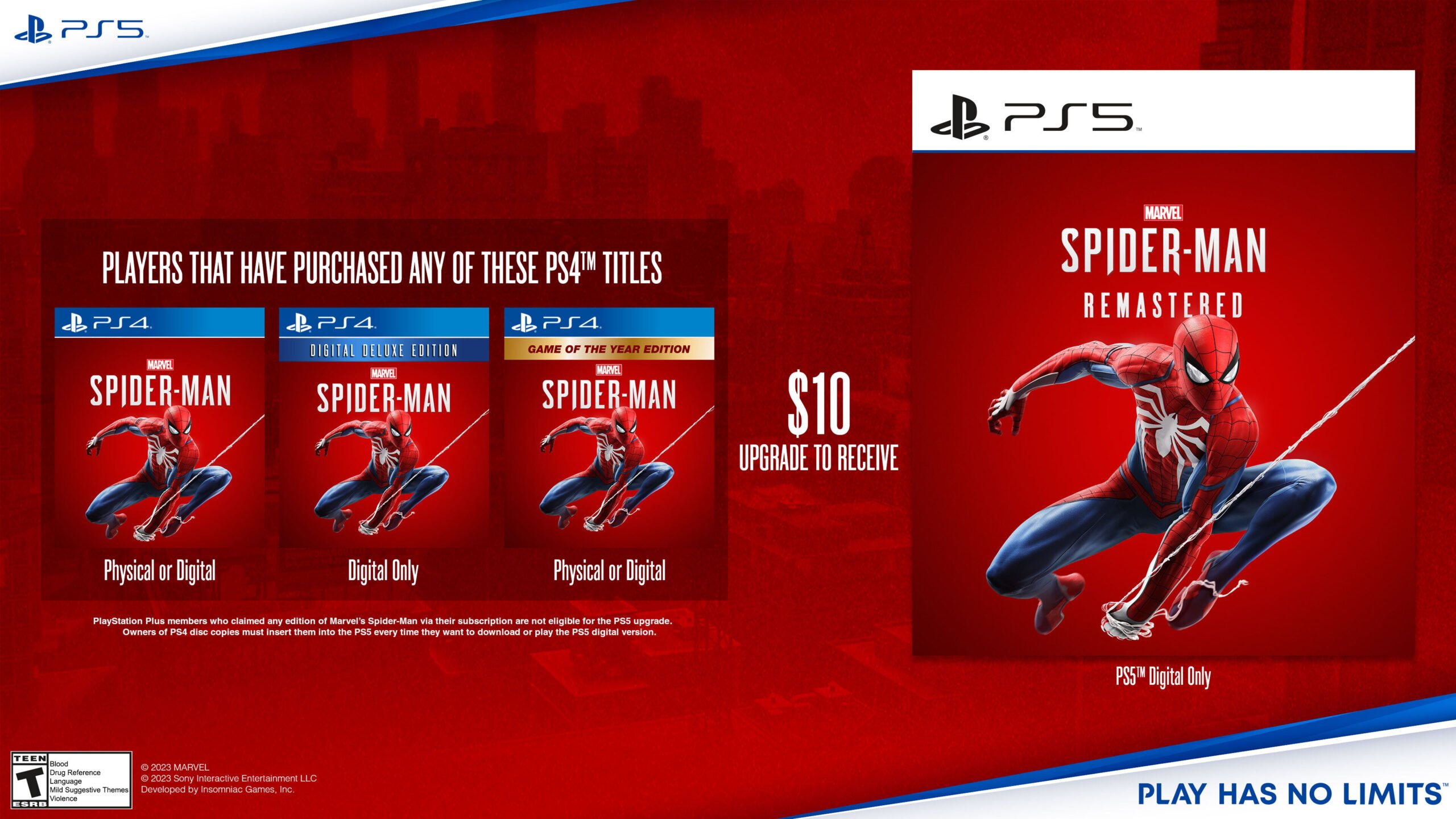 🕷️ Marvel Spider-Man Remastered PS5 Edition Sony Playstation 5