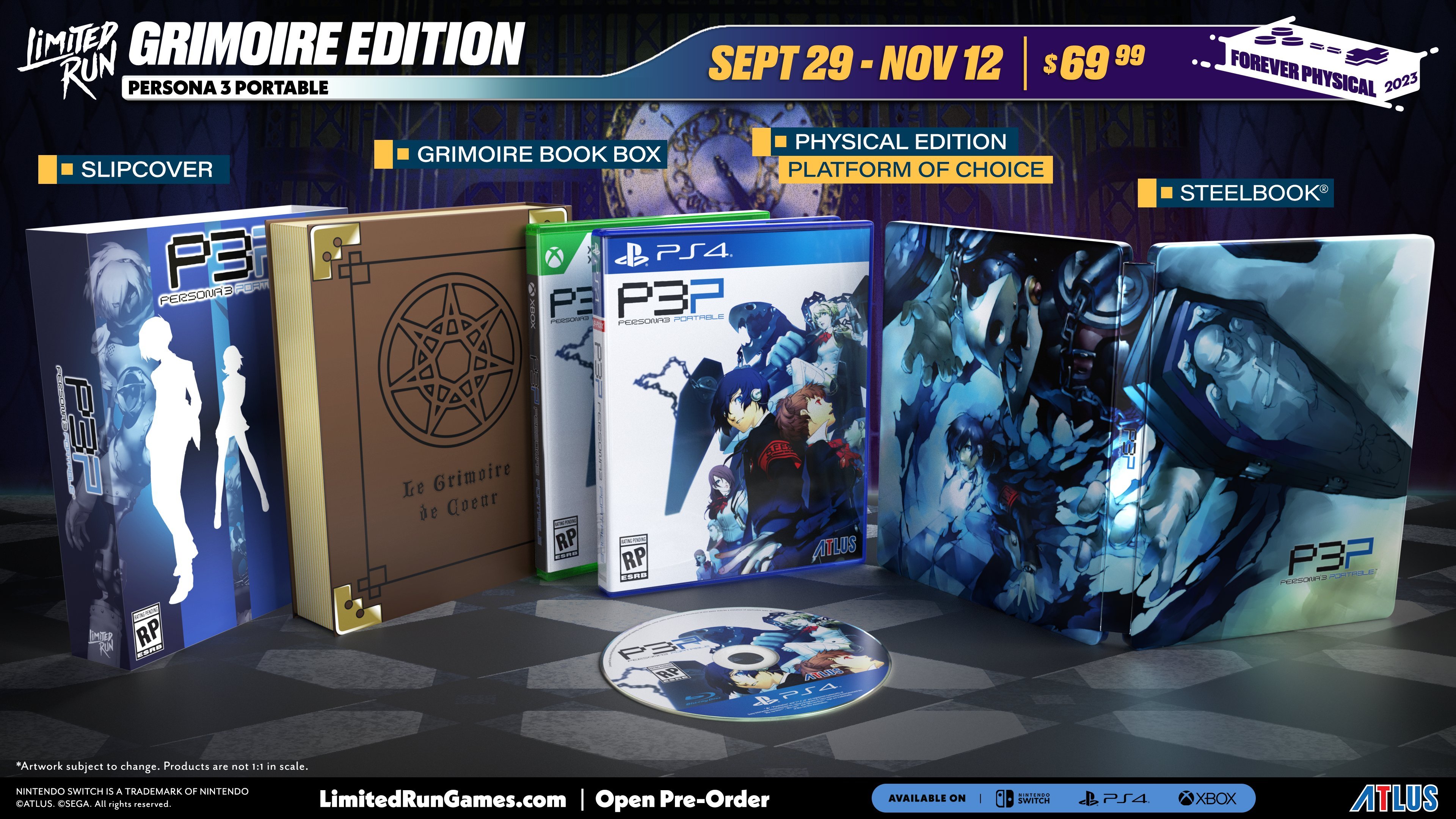 Des éditions physiques limitées de Persona 3 Portable et Persona 4 Golden ont été annoncées pour PS4, Xbox et Switch.
