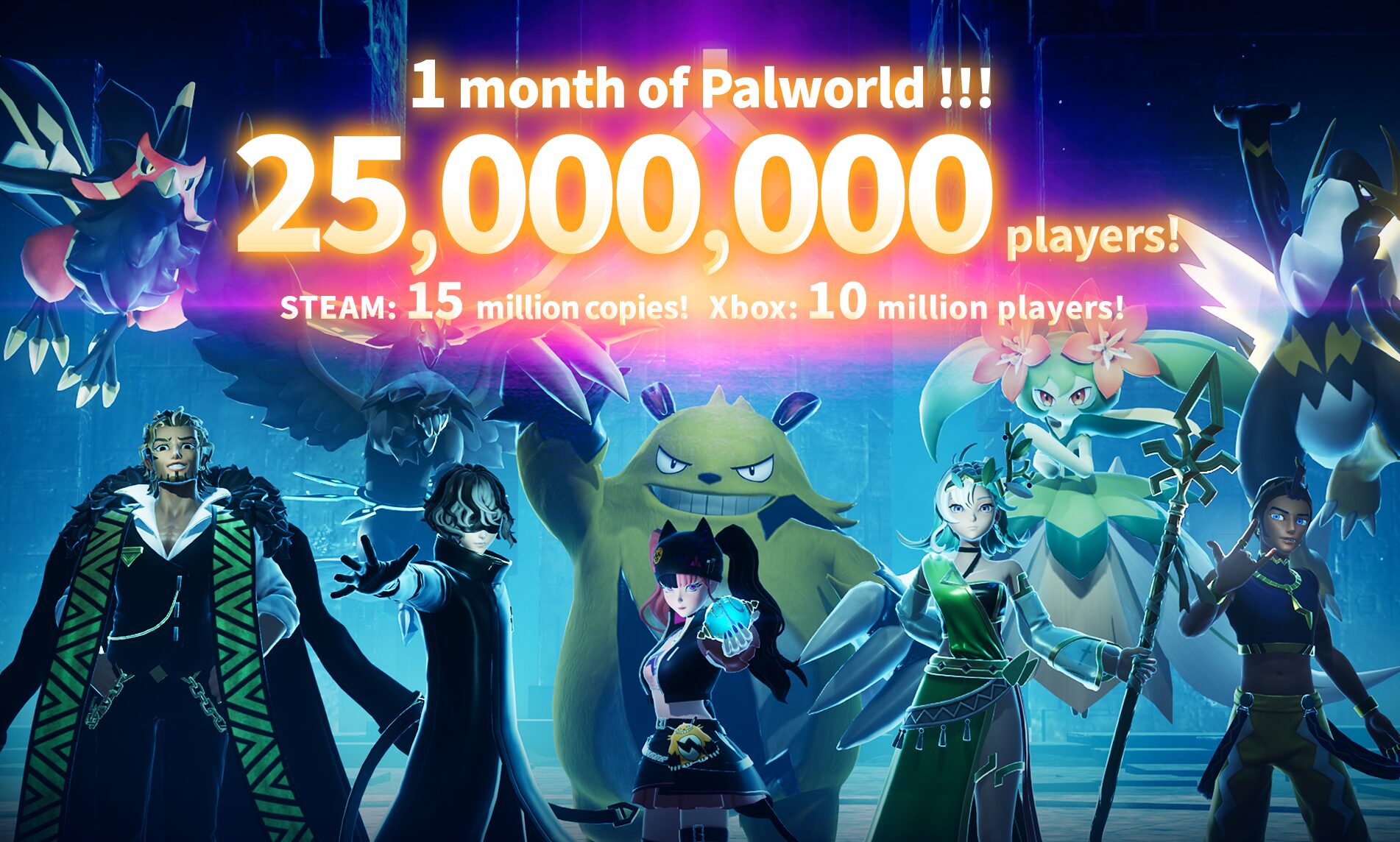 #
      Palworld Early Access tops 15 million sales on Steam, 10 million players on Xbox