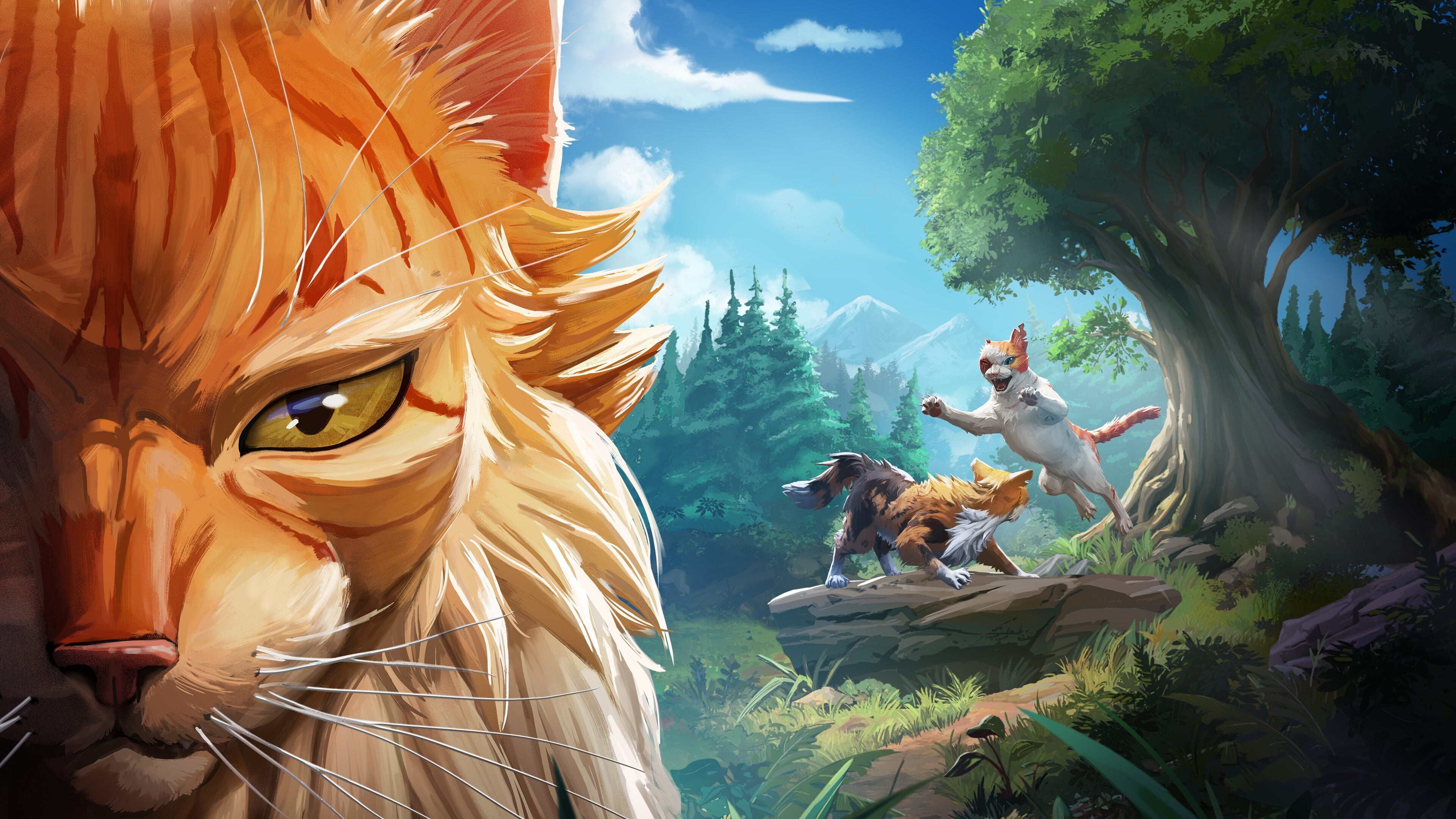 Warrior Cats Clans of the Forest official key art showing the clan cats