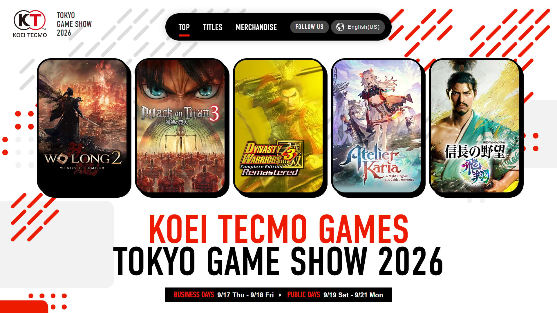 Koei Tecmo announces TGS 2026 lineup