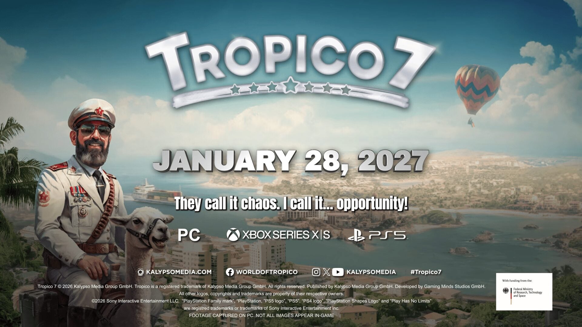Tropico 7 launches January 28, 2027