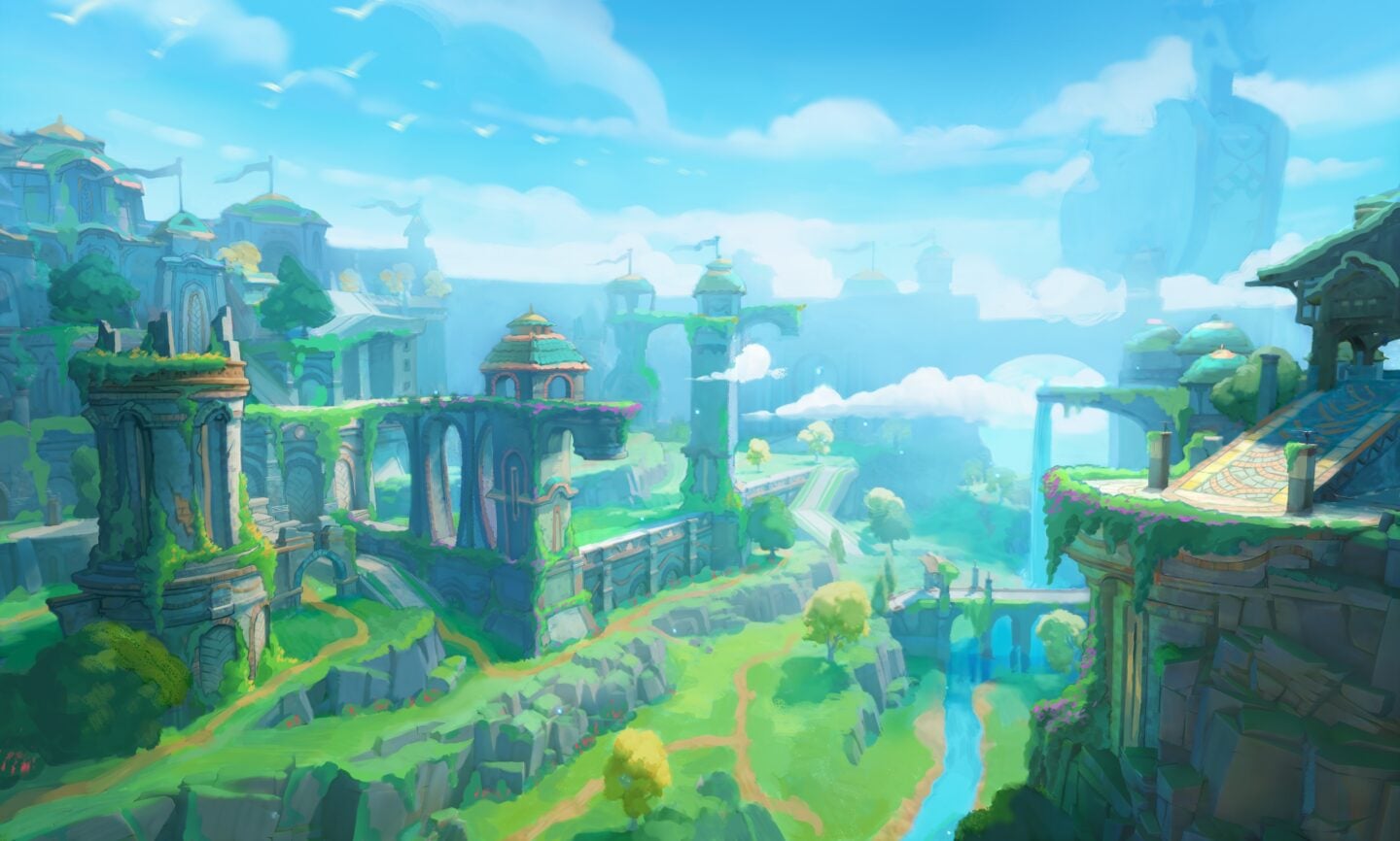 Spring Realm Spyro: A Realm Beyond artwork - Spyro, friends, and Arcadian Vale - Gematsu