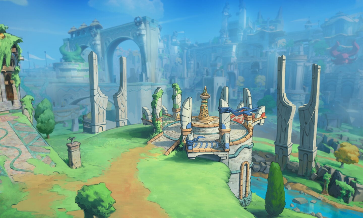 Spring Realm Spyro: A Realm Beyond artwork - Spyro, friends, and Arcadian Vale - Gematsu