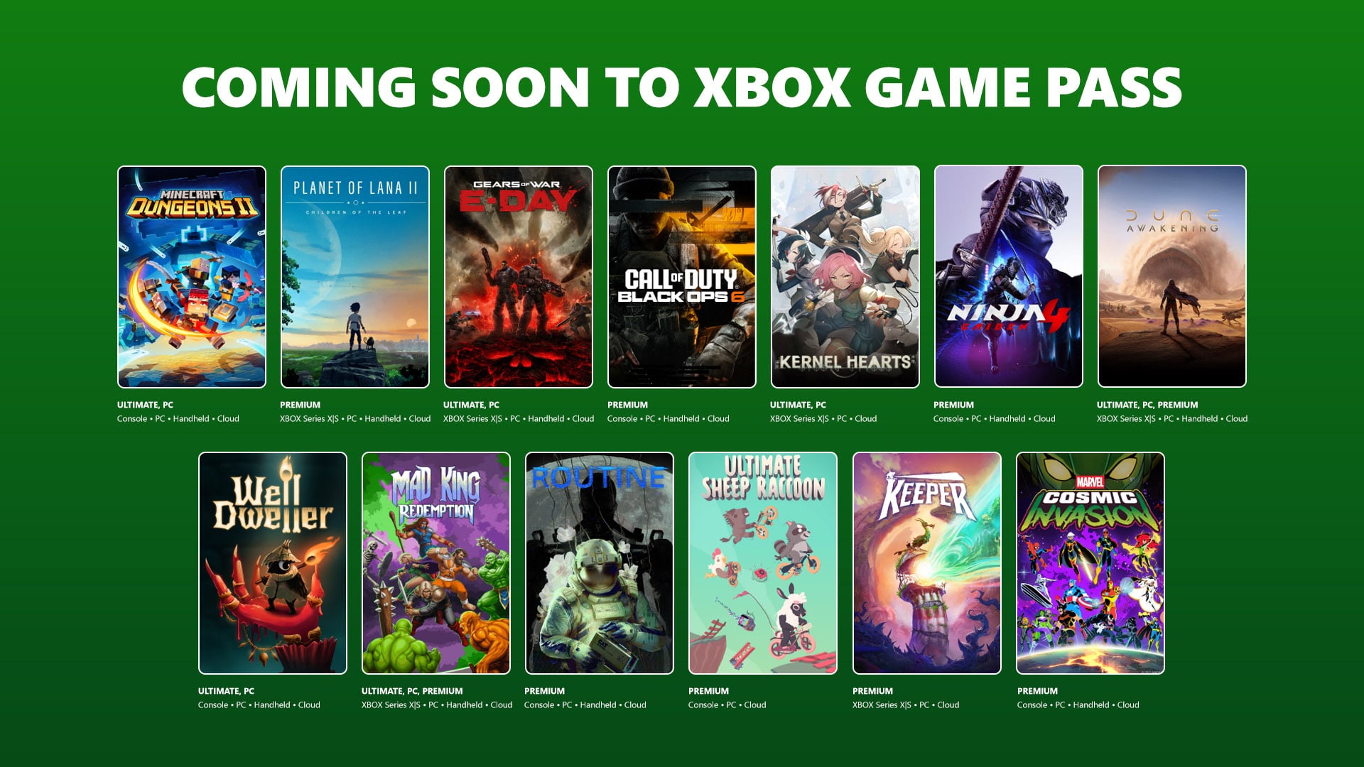 Game Pass adds Dune: Awakening, Minecraft Dungeons II, Gears of War: E-Day, and more in late September to early October